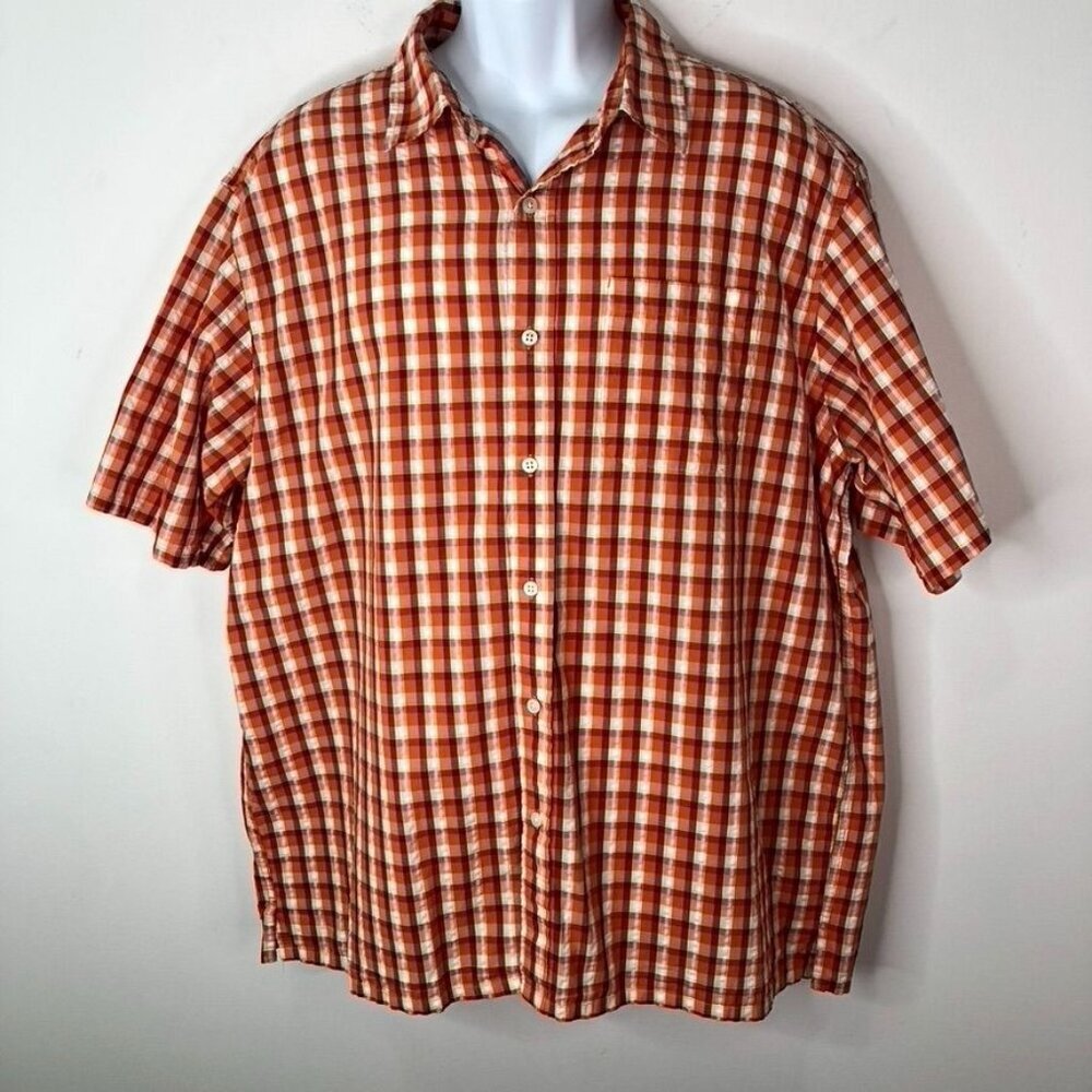 L.L. Bean Men's Traditional Fit Plaid Button Up Shirt Size XL Orange